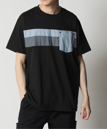 パネル切替デザイン ポケット付き半袖Tシャツ