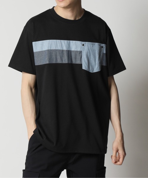ARCADE（アーケード）の「パネル切替デザイン ポケット付き半袖Tシャツ（Tシャツ/カットソー・メンズ・ブラック/ライトグレー系1/ベージュ系1/ホワイト系1/ブラック系1/ホワイト/グレー・L/LL/M）」の3枚目の写真