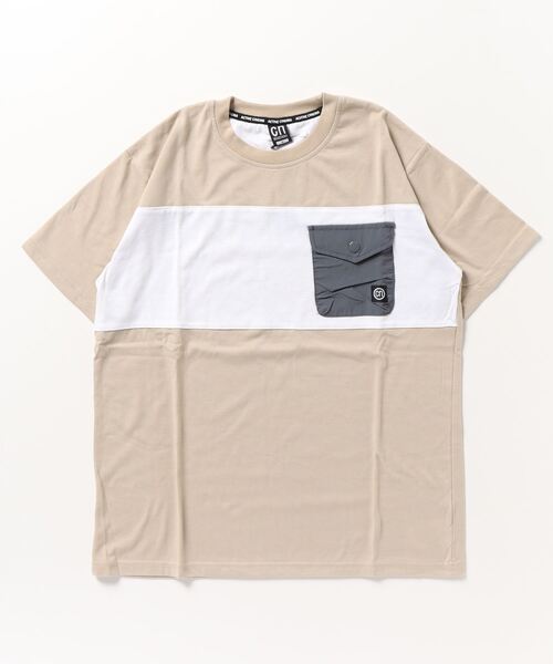 ARCADE（アーケード）の「パネル切替デザイン ポケット付き半袖Tシャツ（Tシャツ/カットソー・メンズ・ブラック/ライトグレー系1/ベージュ系1/ホワイト系1/ブラック系1/ホワイト/グレー・L/LL/M）」の20枚目の写真