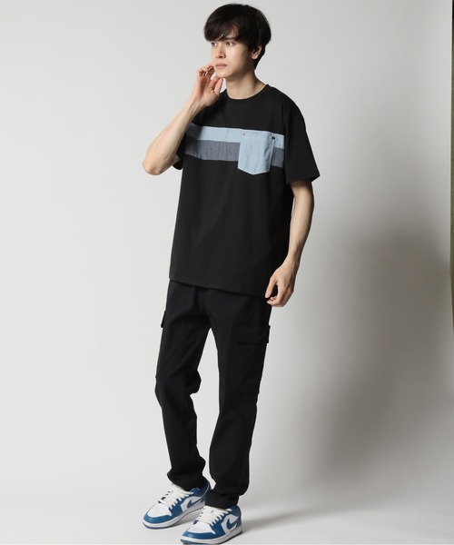 ARCADE（アーケード）の「パネル切替デザイン ポケット付き半袖Tシャツ（Tシャツ/カットソー・メンズ・ブラック/ライトグレー系1/ベージュ系1/ホワイト系1/ブラック系1/ホワイト/グレー・L/LL/M）」の14枚目の写真