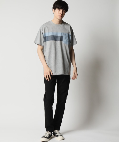 ARCADE（アーケード）の「パネル切替デザイン ポケット付き半袖Tシャツ（Tシャツ/カットソー・メンズ・ブラック/ライトグレー系1/ベージュ系1/ホワイト系1/ブラック系1/ホワイト/グレー・L/LL/M）」の11枚目の写真