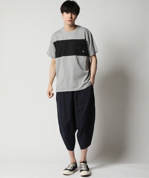 ARCADE（アーケード）の「パネル切替デザイン ポケット付き半袖Tシャツ（Tシャツ/カットソー・メンズ・ブラック/ライトグレー系1/ベージュ系1/ホワイト系1/ブラック系1/ホワイト/グレー・L/LL/M）」の9枚目の写真