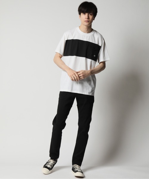 ARCADE（アーケード）の「パネル切替デザイン ポケット付き半袖Tシャツ（Tシャツ/カットソー・メンズ・ブラック/ライトグレー系1/ベージュ系1/ホワイト系1/ブラック系1/ホワイト/グレー・L/LL/M）」の22枚目の写真