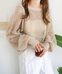 前後2wayメッシュニットカーディガン