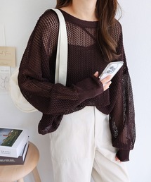 前後2wayメッシュニットカーディガン