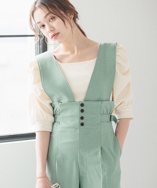 mysty woman(ミスティウーマン)の「パワショル2WAYテレコプルオーバー 907305(Tシャツ/カットソー・レディース・ライトブルー/ブラック/ホワイト系その他/ブラック系その他/オフホワイト・FREE)」の1枚目の写真