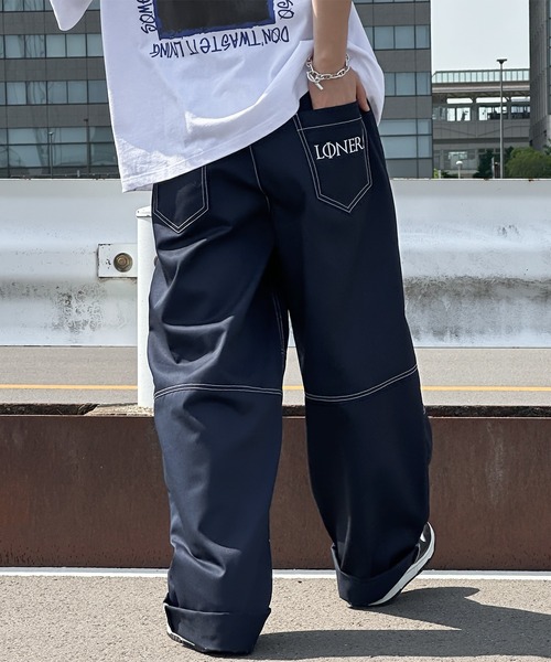 kutir（クティール）の「ロールアップワンポイント刺繍スケーターパンツ（その他パンツ・メンズ・ネイビー/ベージュ・SMALL/MEDIUM/LARGE）」の13枚目の写真