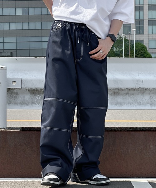 kutir（クティール）の「ロールアップワンポイント刺繍スケーターパンツ（その他パンツ・メンズ・ネイビー/ベージュ・SMALL/MEDIUM/LARGE）」の6枚目の写真