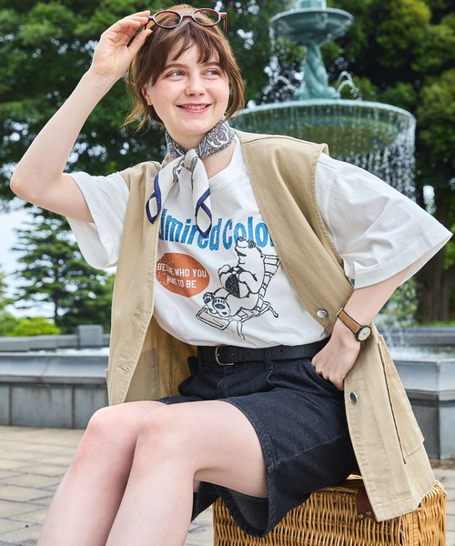 ヴィンテージライクアニマルグラフィックTシャツ MONO-MART LADY'S