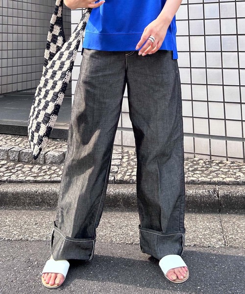 Liyoca（リヨカ）の「【Liyoca】シャンブレーデニムパンツ -手洗い可-（デニムパンツ・レディース・ネイビー/ブラック・36）」の11枚目の写真