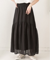 ふんわり柔らか ティアード ロングスカート