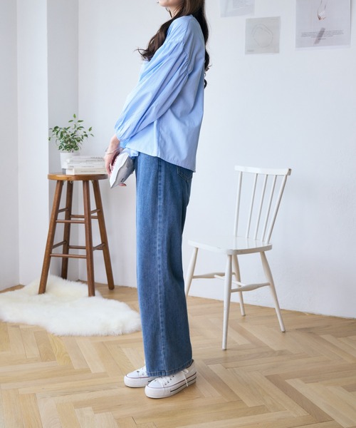 Ada.(エイダ)の「ボリュームスリーブキーネックブラウス(シャツ/ブラウス・レディース・ブラック/ブルー系その他/ブラック×ホワイト/ホワイト・FREE)」の8枚目の写真