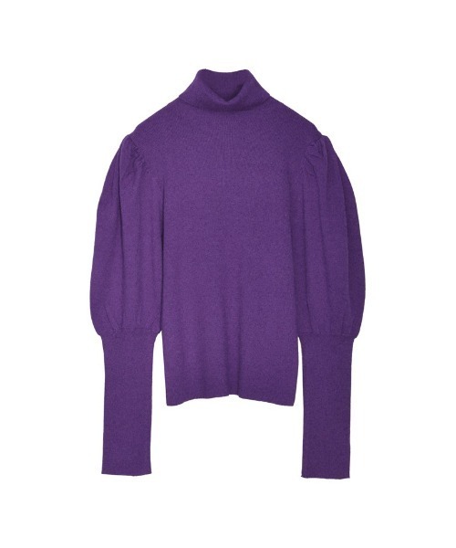 Re:EDIT（リエディ）の「[2023-24 WINTER COLLECTION]パフショルダー細リブタートルニットトップス（ニット/セーター・レディース・ベージュ/グリーン/アイボリー/チャコールグレー/ブルー/ホワイト×ブラック/ブラック/キャメル/レッド/パープル・LARGE/MEDIUM）」の8枚目の写真