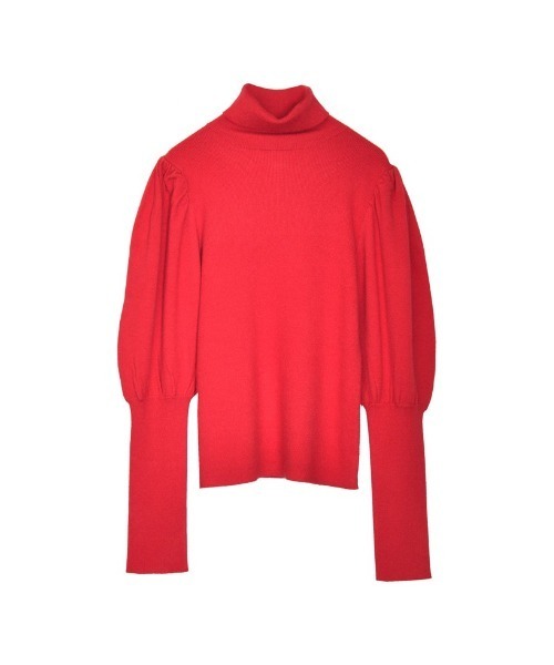 Re:EDIT（リエディ）の「[2023-24 WINTER COLLECTION]パフショルダー細リブタートルニットトップス（ニット/セーター・レディース・ベージュ/グリーン/アイボリー/チャコールグレー/ブルー/ホワイト×ブラック/ブラック/キャメル/レッド/パープル・LARGE/MEDIUM）」の10枚目の写真