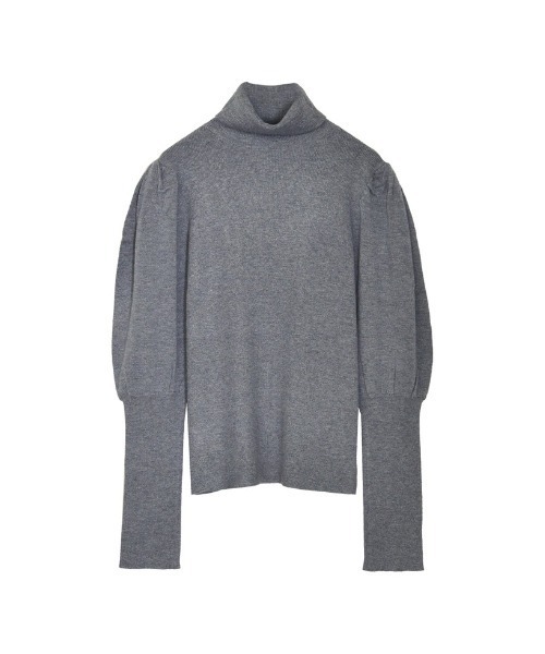 Re:EDIT（リエディ）の「[2023-24 WINTER COLLECTION]パフショルダー細リブタートルニットトップス（ニット/セーター・レディース・ベージュ/グリーン/アイボリー/チャコールグレー/ブルー/ホワイト×ブラック/ブラック/キャメル/レッド/パープル・LARGE/MEDIUM）」の5枚目の写真