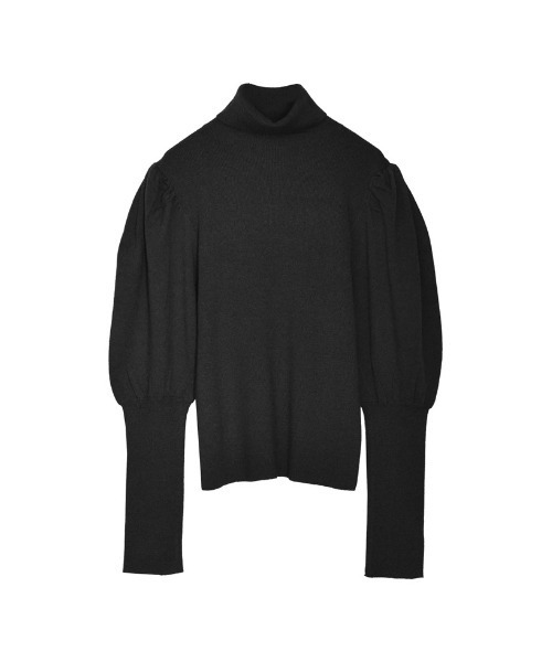 Re:EDIT（リエディ）の「[2023-24 WINTER COLLECTION]パフショルダー細リブタートルニットトップス（ニット/セーター・レディース・ベージュ/グリーン/アイボリー/チャコールグレー/ブルー/ホワイト×ブラック/ブラック/キャメル/レッド/パープル・LARGE/MEDIUM）」の16枚目の写真