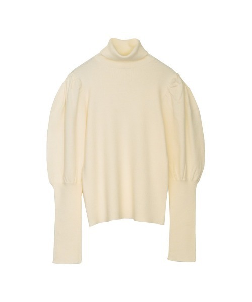 Re:EDIT（リエディ）の「[2023-24 WINTER COLLECTION]パフショルダー細リブタートルニットトップス（ニット/セーター・レディース・ベージュ/グリーン/アイボリー/チャコールグレー/ブルー/ホワイト×ブラック/ブラック/キャメル/レッド/パープル・LARGE/MEDIUM）」の17枚目の写真