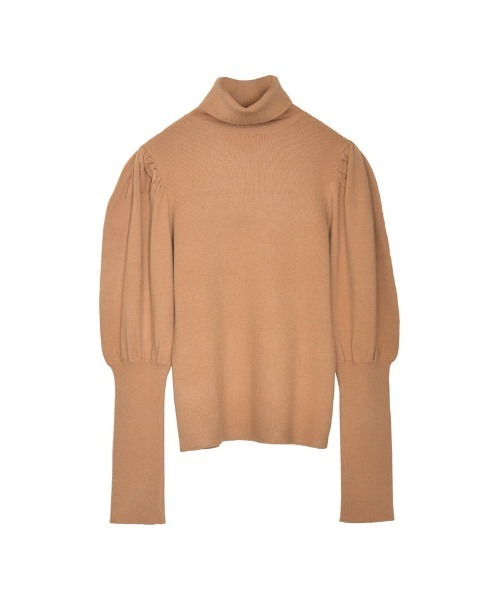 Re:EDIT（リエディ）の「[2023-24 WINTER COLLECTION]パフショルダー細リブタートルニットトップス（ニット/セーター・レディース・ベージュ/グリーン/アイボリー/チャコールグレー/ブルー/ホワイト×ブラック/ブラック/キャメル/レッド/パープル・LARGE/MEDIUM）」の18枚目の写真