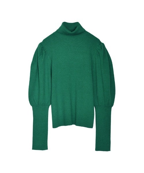 Re:EDIT（リエディ）の「[2023-24 WINTER COLLECTION]パフショルダー細リブタートルニットトップス（ニット/セーター・レディース・ベージュ/グリーン/アイボリー/チャコールグレー/ブルー/ホワイト×ブラック/ブラック/キャメル/レッド/パープル・LARGE/MEDIUM）」の19枚目の写真