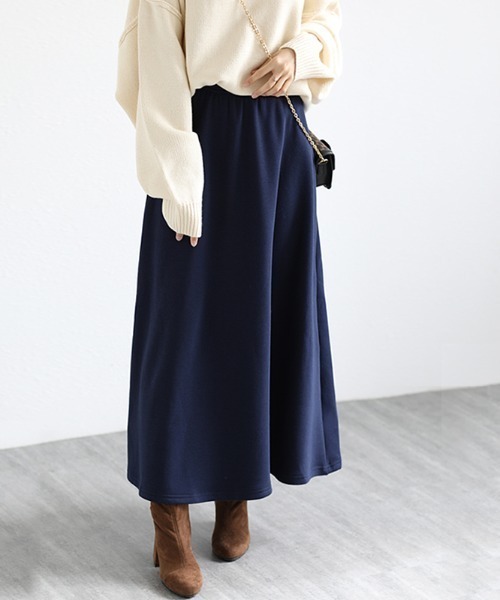 COCOMOMO（ココモモ）の「裏起毛フレアロングスカート（スカート・レディース・ネイビー/ブラウン/カーキ/ブラック・L/M）」の10枚目の写真