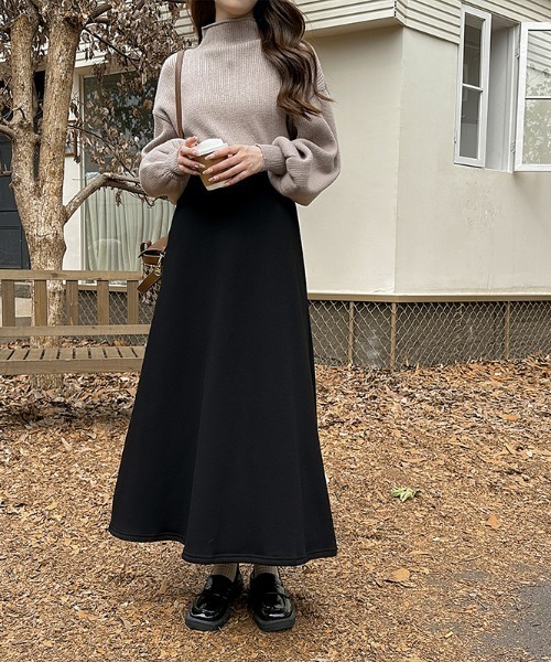 COCOMOMO（ココモモ）の「裏起毛フレアロングスカート（スカート・レディース・ネイビー/ブラウン/カーキ/ブラック・L/M）」の14枚目の写真