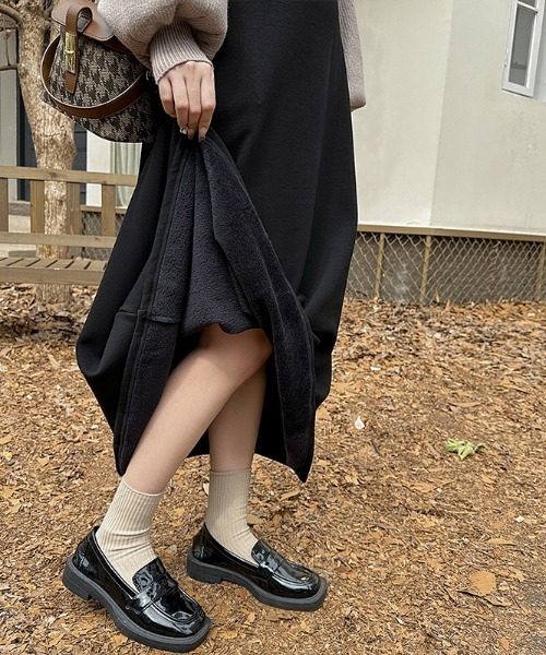 COCOMOMO（ココモモ）の「裏起毛フレアロングスカート（スカート・レディース・ネイビー/ブラウン/カーキ/ブラック・L/M）」の16枚目の写真