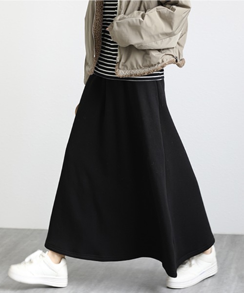 COCOMOMO（ココモモ）の「裏起毛フレアロングスカート（スカート・レディース・ネイビー/ブラウン/カーキ/ブラック・L/M）」の18枚目の写真