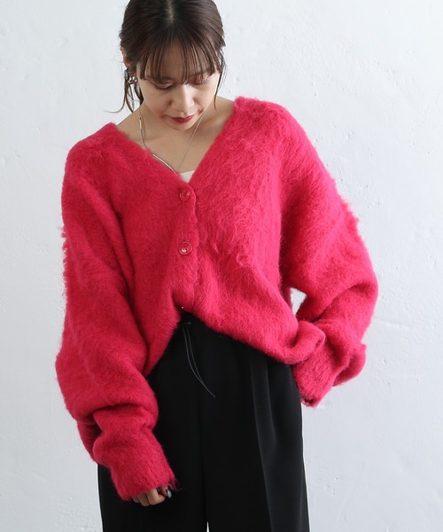 COLONY 2139（コロニートゥーワンスリーナイン）の「シャギーVネックビッグカーディガン（カーディガン/ボレロ・レディース・サンドベージュ/グレー/ブラウン/ネイビー/サックスブルー/ブラック/オフホワイト/レッド/ピンク/ブルー・FREE）」の9枚目の写真