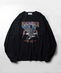 ヴィンテージライク レトロプリント ピグメント加工 ビッグシルエット バンドロンT カットソー