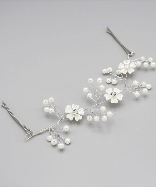 Cupid Heart（キューピッドハート）の「【Cupid Heart】結婚式アクセ！パール×フラワーヘッドドレス(ハーフ)（その他ヘアアクセサリー・レディース・シルバー・MEDIUM）」の10枚目の写真