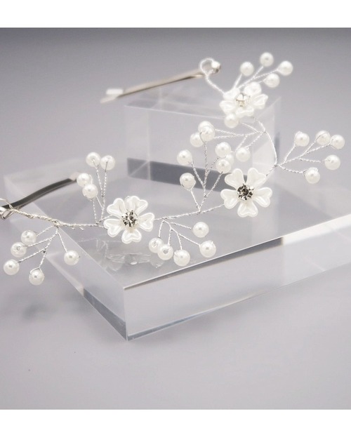 Cupid Heart（キューピッドハート）の「【Cupid Heart】結婚式アクセ！パール×フラワーヘッドドレス(ハーフ)（その他ヘアアクセサリー・レディース・シルバー・MEDIUM）」の12枚目の写真