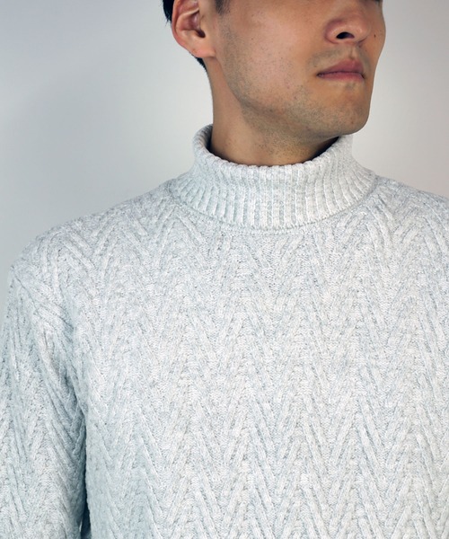 HIDEAWAYS NICOLE（ハイダウェイニコル）の「【WEB限定】ヘリンボーンJQタートルネックニット（ニット/セーター・メンズ・ホワイト×ブラック/ボルドー/オレンジ/ベージュ系その他/ブラック×グレー/ホワイト×ライトグレー・X-LARGE/LARGE/MEDIUM）」の19枚目の写真