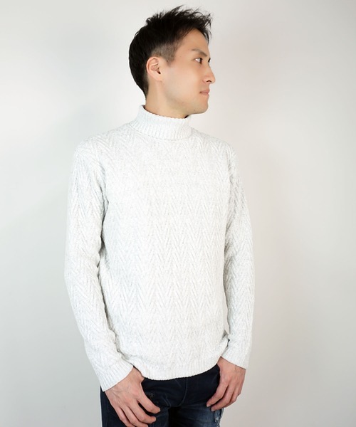 HIDEAWAYS NICOLE（ハイダウェイニコル）の「【WEB限定】ヘリンボーンJQタートルネックニット（ニット/セーター・メンズ・ホワイト×ブラック/ボルドー/オレンジ/ベージュ系その他/ブラック×グレー/ホワイト×ライトグレー・X-LARGE/LARGE/MEDIUM）」の20枚目の写真