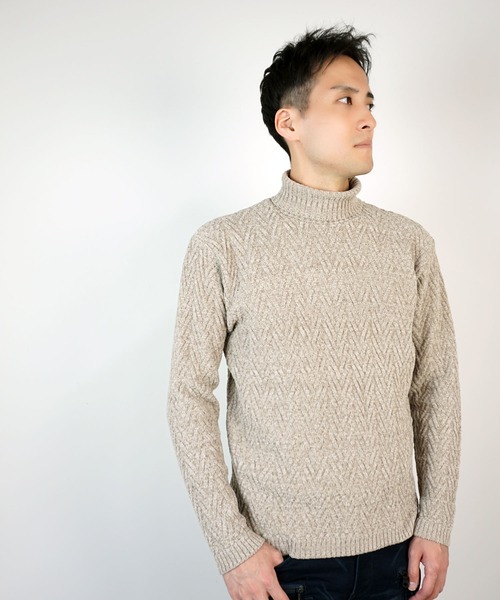 【WEB限定】ヘリンボーンJQタートルネックニット（ニット/セーター）｜HIDEAWAYS NICOLE（ハイダウェイニコル）