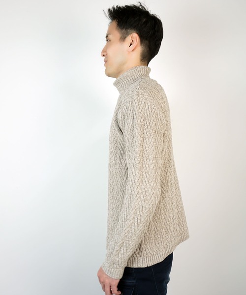 【WEB限定】ヘリンボーンJQタートルネックニット（ニット/セーター）｜HIDEAWAYS NICOLE（ハイダウェイニコル）