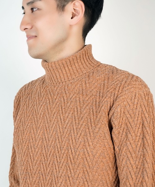 【WEB限定】ヘリンボーンJQタートルネックニット（ニット/セーター）｜HIDEAWAYS NICOLE（ハイダウェイニコル）