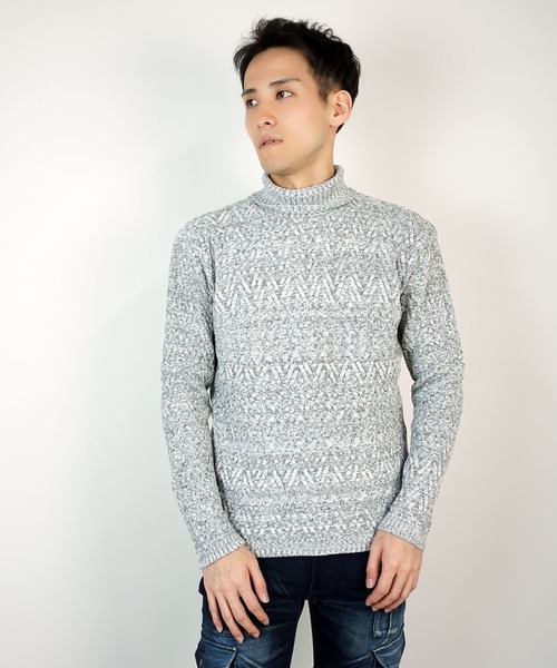 【WEB限定】ヘリンボーンJQタートルネックニット（ニット/セーター）｜HIDEAWAYS NICOLE（ハイダウェイニコル）