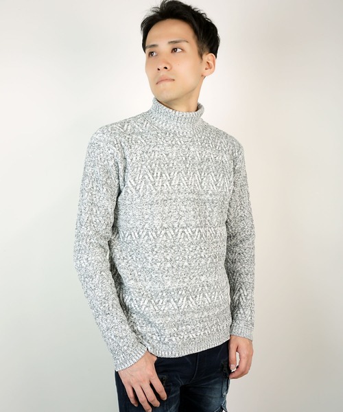 【WEB限定】ヘリンボーンJQタートルネックニット（ニット/セーター）｜HIDEAWAYS NICOLE（ハイダウェイニコル）