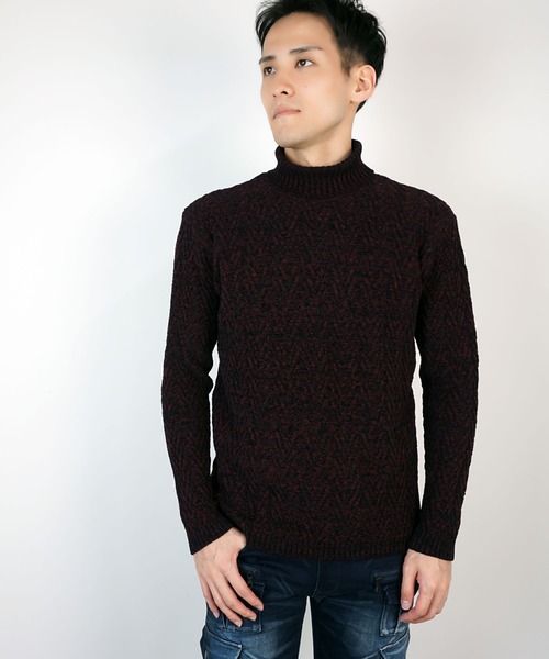 【WEB限定】ヘリンボーンJQタートルネックニット（ニット/セーター）｜HIDEAWAYS NICOLE（ハイダウェイニコル）