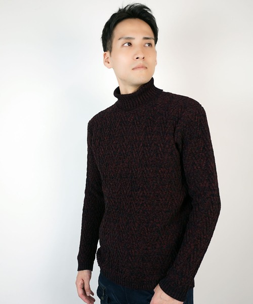 【WEB限定】ヘリンボーンJQタートルネックニット（ニット/セーター）｜HIDEAWAYS NICOLE（ハイダウェイニコル）