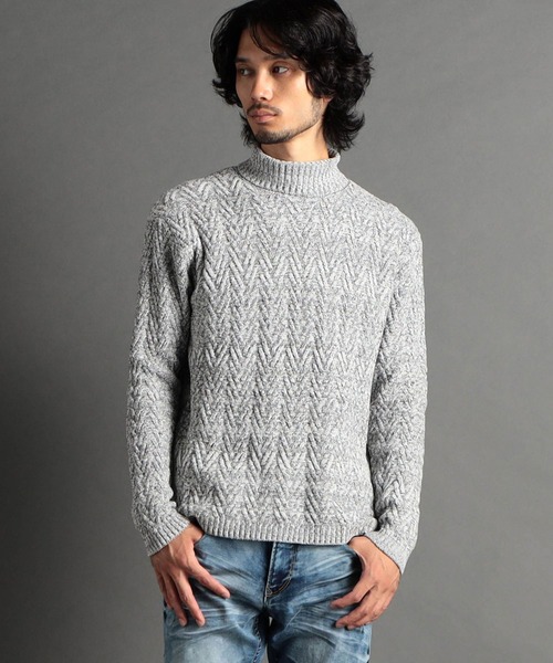 【WEB限定】ヘリンボーンJQタートルネックニット（ニット/セーター）｜HIDEAWAYS NICOLE（ハイダウェイニコル）