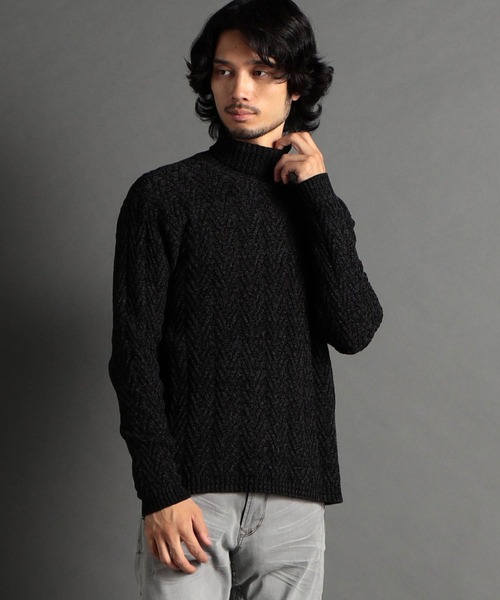 【WEB限定】ヘリンボーンJQタートルネックニット（ニット/セーター）｜HIDEAWAYS NICOLE（ハイダウェイニコル）