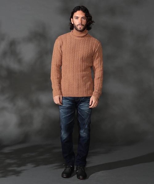 【WEB限定】ヘリンボーンJQタートルネックニット（ニット/セーター）｜HIDEAWAYS NICOLE（ハイダウェイニコル）