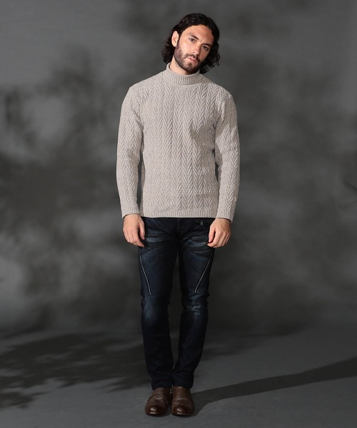 【WEB限定】ヘリンボーンJQタートルネックニット（ニット/セーター）｜HIDEAWAYS NICOLE（ハイダウェイニコル）