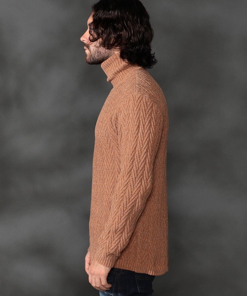 【WEB限定】ヘリンボーンJQタートルネックニット（ニット/セーター）｜HIDEAWAYS NICOLE（ハイダウェイニコル）