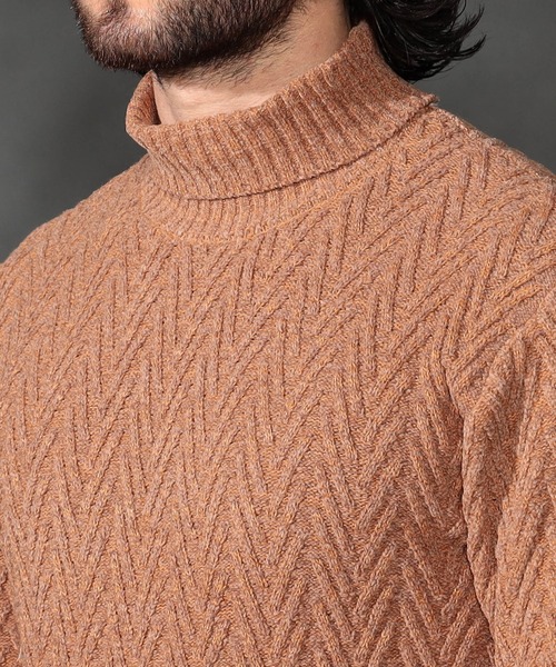 【WEB限定】ヘリンボーンJQタートルネックニット（ニット/セーター）｜HIDEAWAYS NICOLE（ハイダウェイニコル）