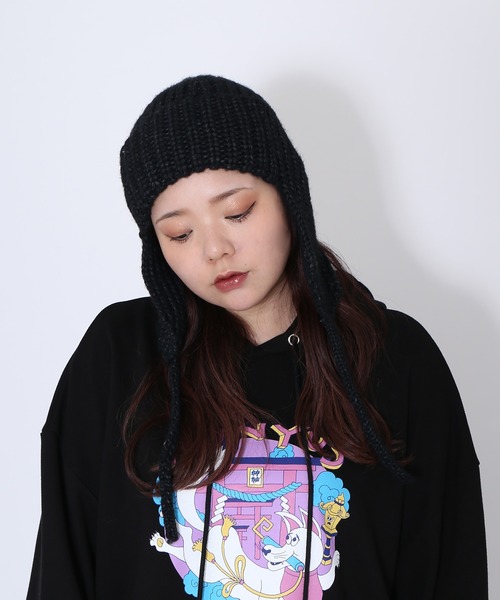 PUNYUS(プニュズ)の「耳付きニットキャップ(ニットキャップ/ビーニー・レディース・ホワイト/ブラック/グレー・FREE)」の9枚目の写真