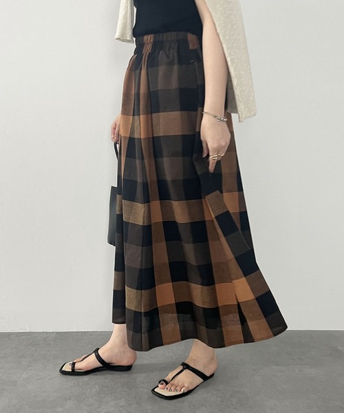 NAUL（ナウル）の「チェックフレアスカート /大判チェック ハイ