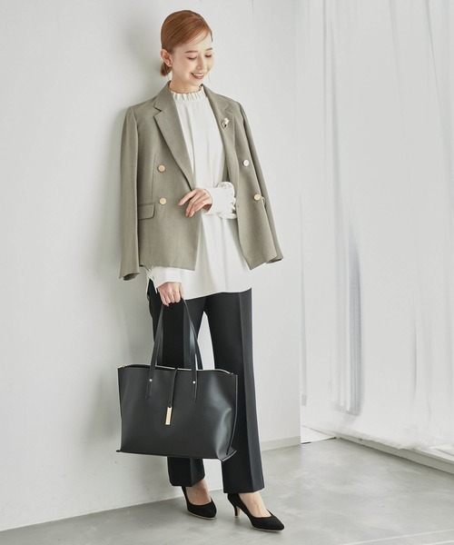 ROPE' PICNIC(ロペピクニック)の「フリルカラーチュニックブラウス(シャツ/ブラウス・レディース・チャコールグレー/オフホワイト/ベージュ系その他・38)」の10枚目の写真