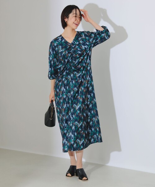 B:MING by BEAMS(ビーミングバイビームス)の「【玉城ティナさん着用】B:MING by BEAMS / アート プリント ワンピース(ワンピース・レディース・ブラウン系その他/ネイビー・MEDIUM/SMALL)」の8枚目の写真